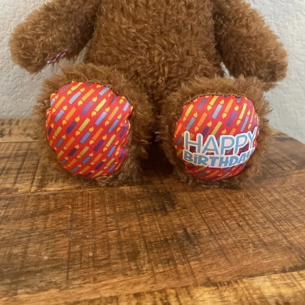 Build A Bear Happy Birthday Brown Bear Teddy Candles Feet Plush 15” Stuff Animal
